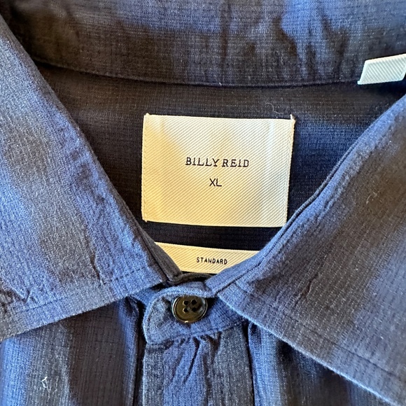 Billy Reid Cotton Buttondown – XL (Black/Dark Navy Blurred Buffalo Plaid) - Picture 2 of 5